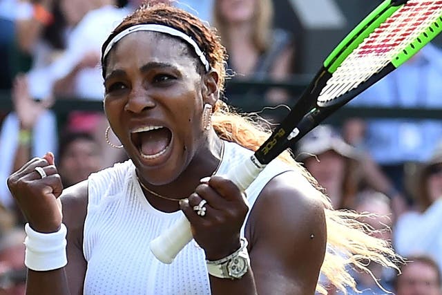 Serena Williams celebrates at Wimbledon