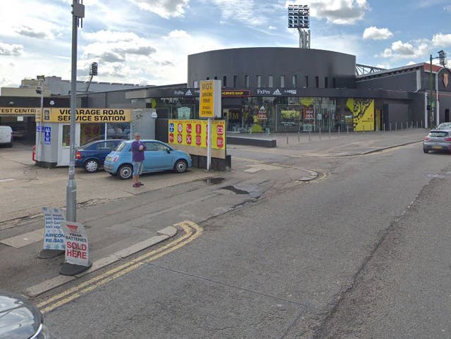 Vicarage Road in Watford where police have erected a cordon