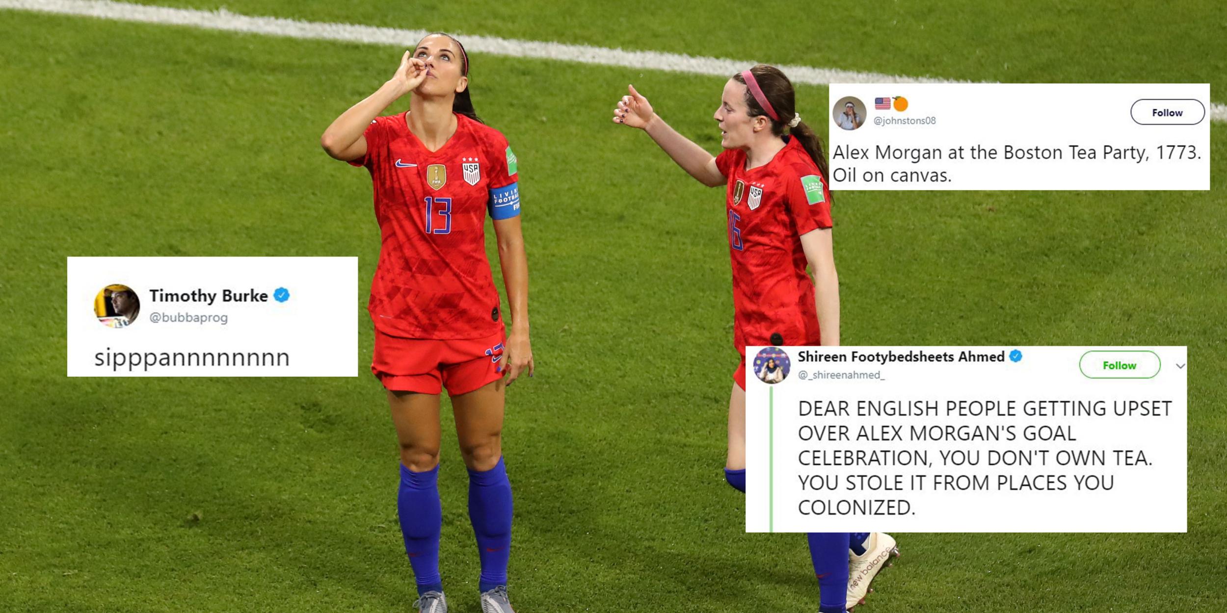 Women S World Cup Alex Morgan Becomes Meme After Being Accused Of Mocking England With Tea Celebration Indy100 Indy100