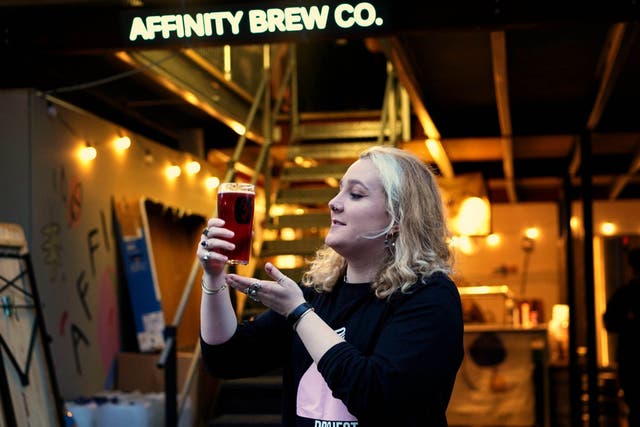 Lily Waite at Affinity Brew Co with The Queer Brewing Project’s Queer Royale