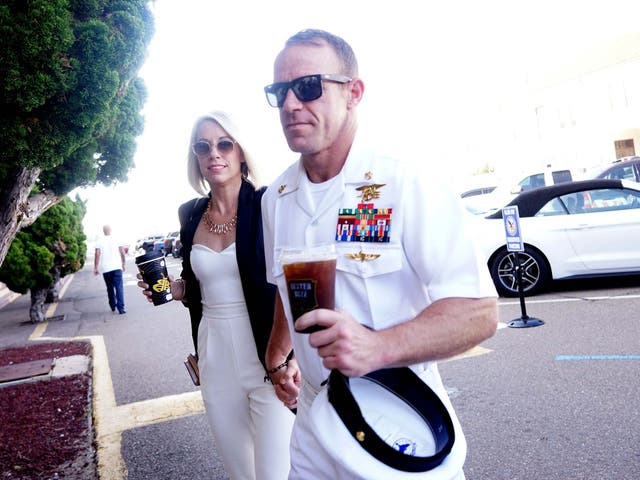 Edward Gallagher outside military court with wife Andrea