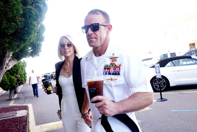 Edward Gallagher outside military court with wife Andrea