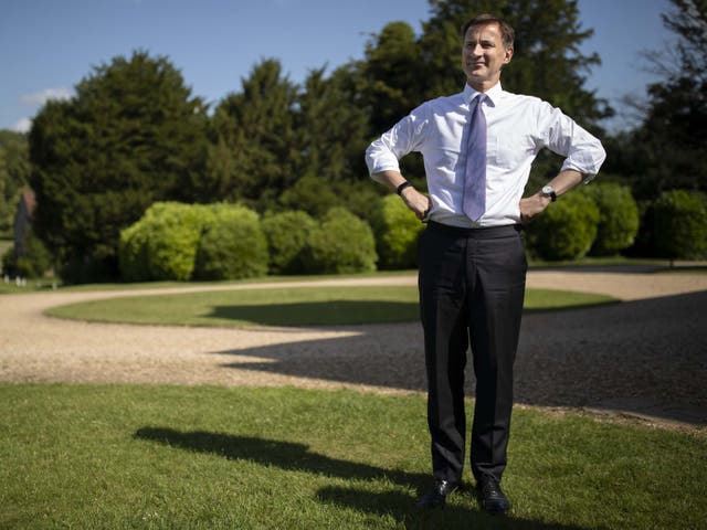 Jeremy Hunt waits to take questions from party members during a visit to Chawton House, in Alton, Hampshire, on 3 July 2019