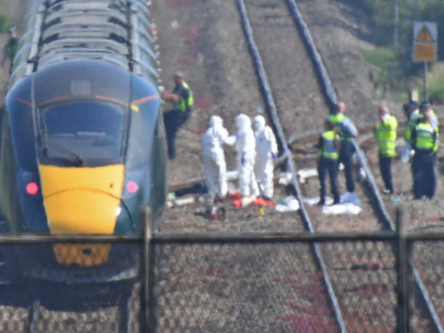 The scene at track section near Port Talbot after two railway workers died