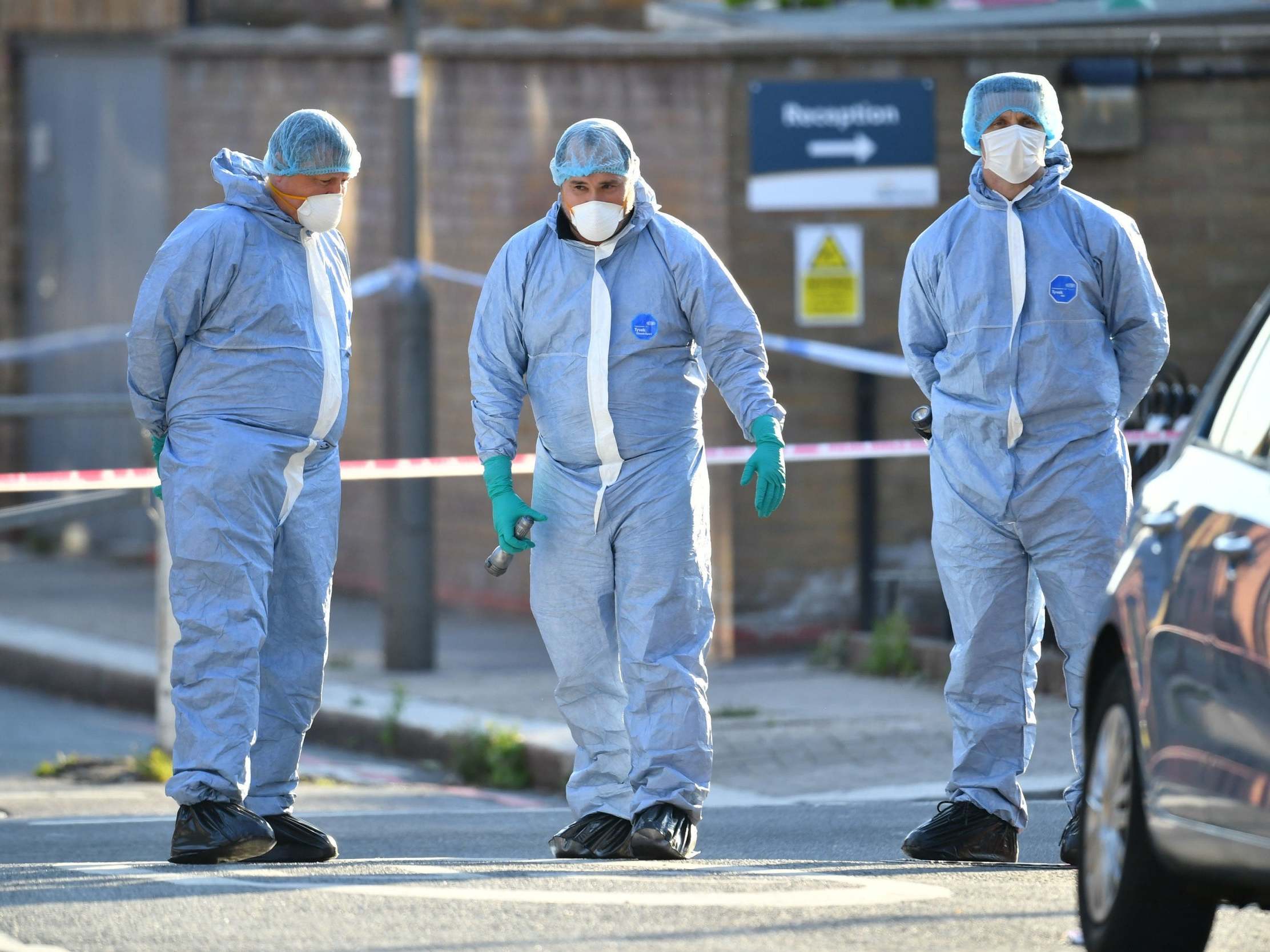 Police forensics on Latchmere Road in Battersea Park Road following a stabbing