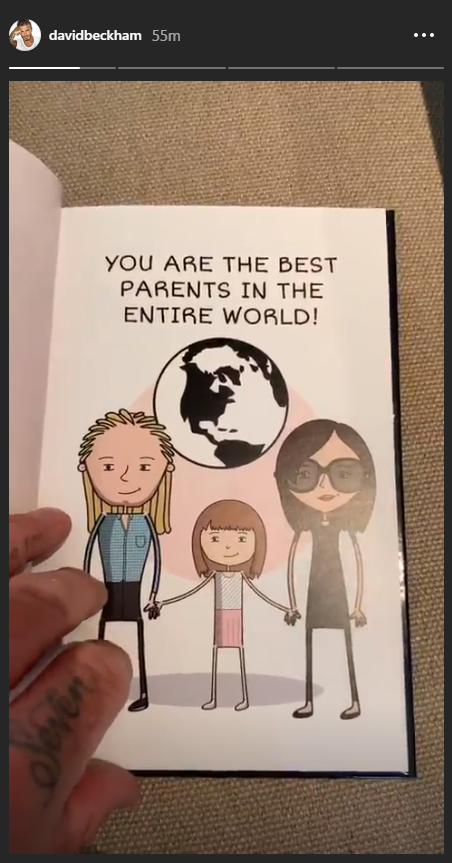 The card given to David and Victoria Beckham by their daughter, Harper