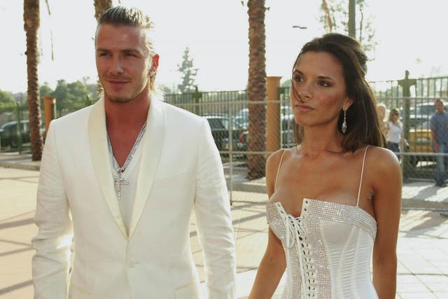 David and Victoria Beckham attend the 2003 MTV Movie Awards in Los Angeles, California