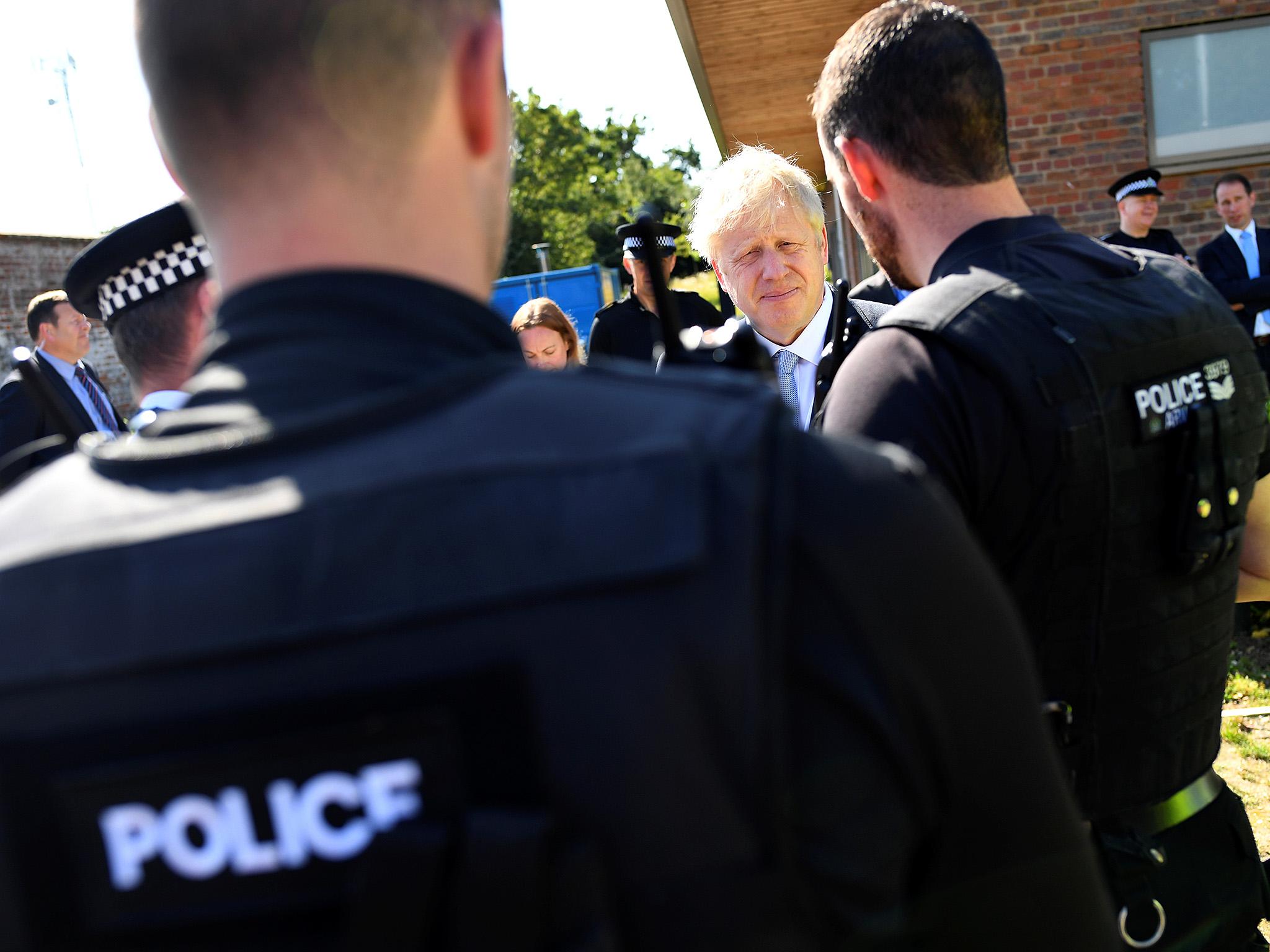 Johnson visits the Thames Valley Police Training Centre in Reading (PA)