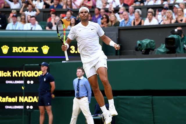 Rafa Nadal celebrates his victory