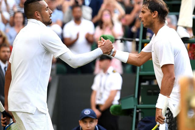 Rafael Nadal celebrates victory over Nick Kyrgios