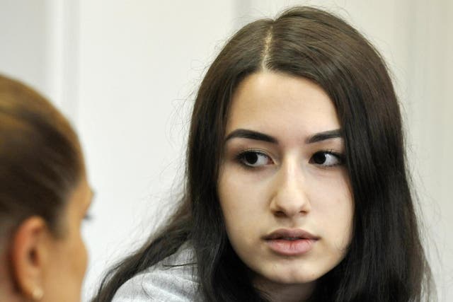 Krestina Khachaturyan attends hearings in a court room in Moscow, Russia.
