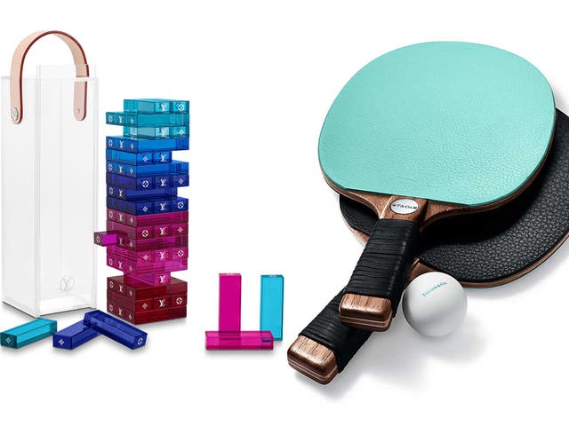 The Louis Vuitton 'Monogram Tower' set and the Tiffany and Co table tennis paddles