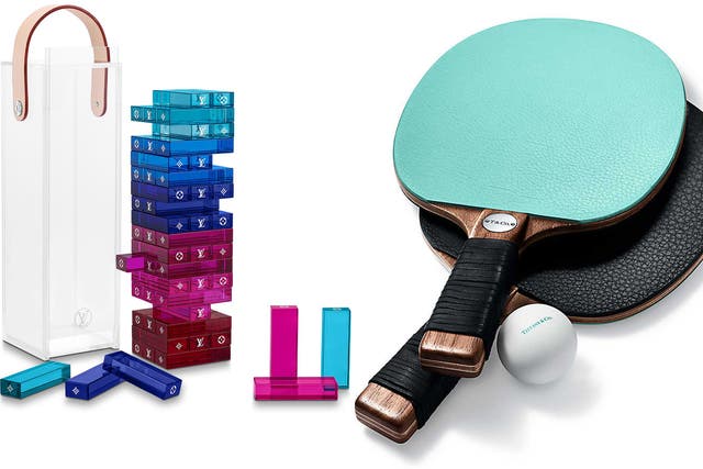 The Louis Vuitton 'Monogram Tower' set and the Tiffany and Co table tennis paddles