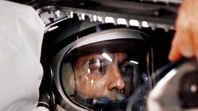 US astronaut Alan B Shepard Jr sitting in his Freedom 7 Mercury capsule, ready for launch on 5 May 1961. Just 23 days earlier, Soviet cosmonaut Yuri Gagarin had become the first man in space. After several delays and more than four hours in the capsule, Shepard was ready to go, and he famously urged mission controllers to “fix your little problem and light this candle”.