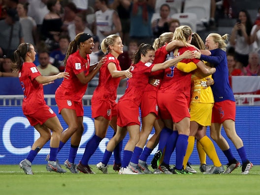 The USA celebrate their semi-final victory