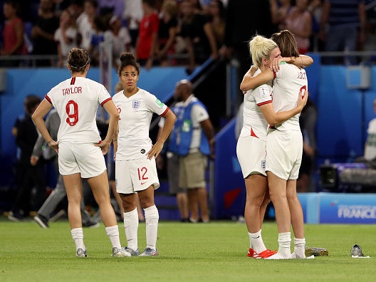 The Lionesses react after the full-time whistle