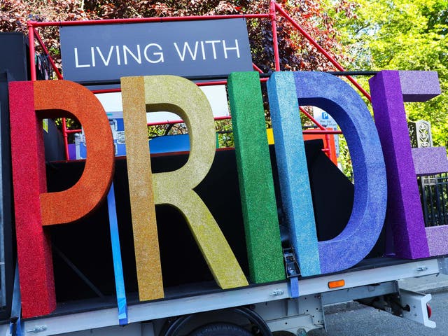 A general view of a float ahead of the parade during Pride in London 2019