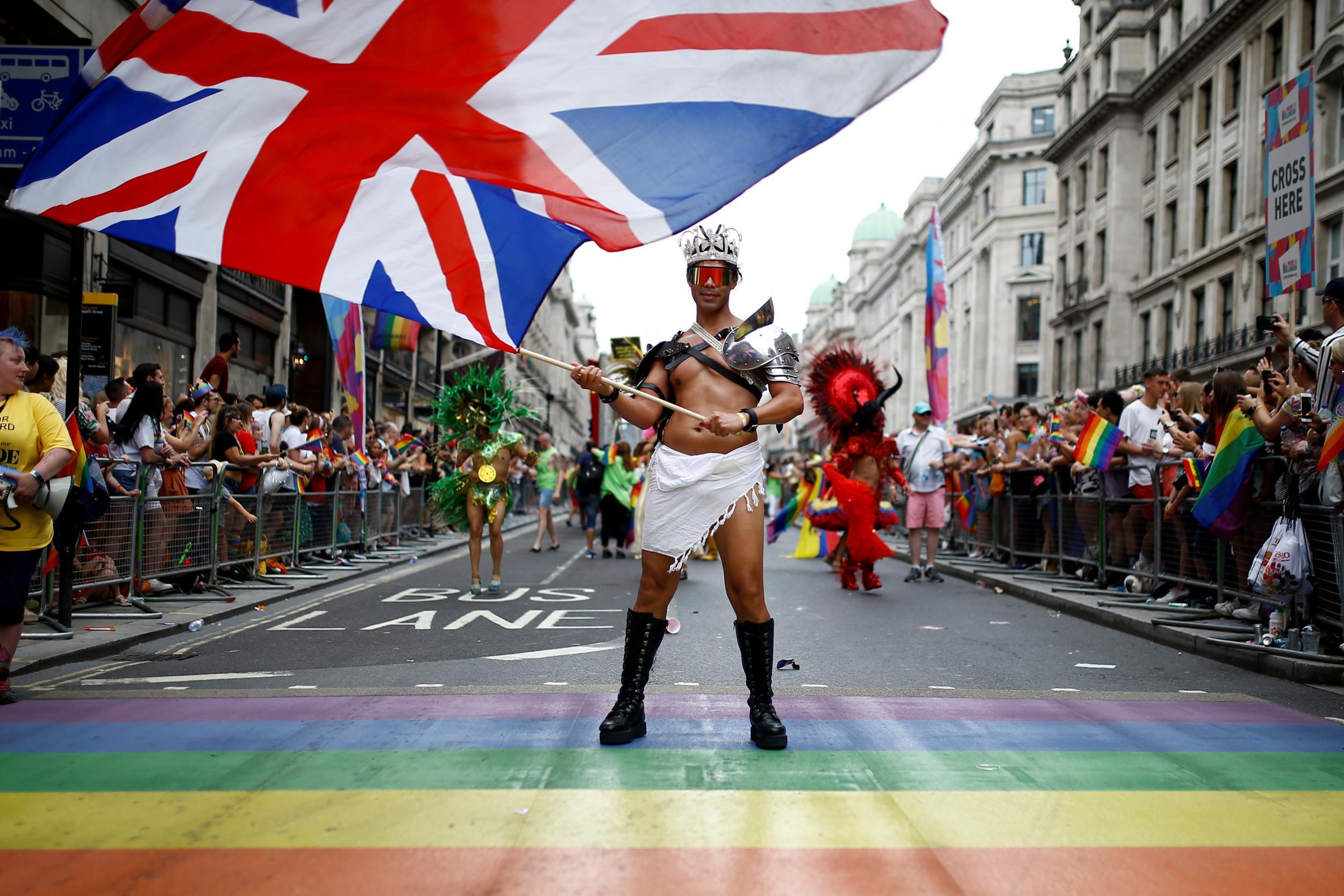 Two Gay Men Dressed As Patriotic Ladies