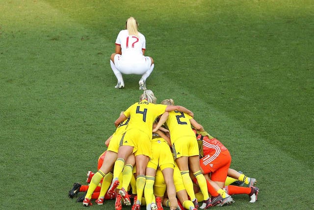 The Sweden players celebrate