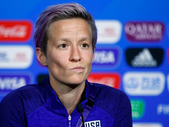 United States' Megan Rapinoe attends a press conference