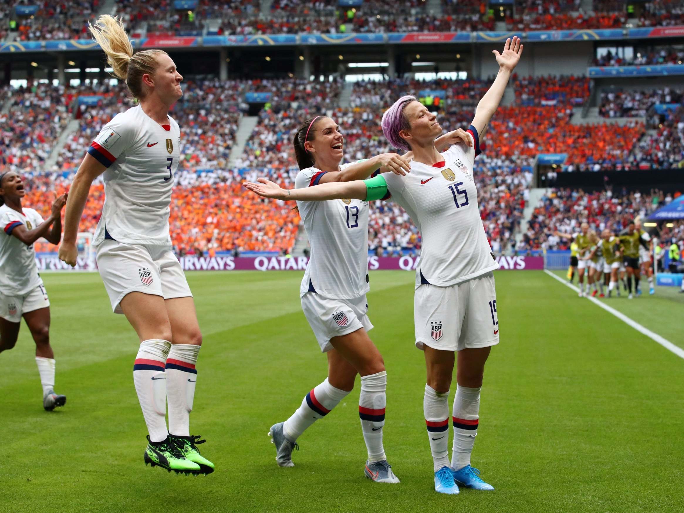 Rapinoe celebrated her opening goal
