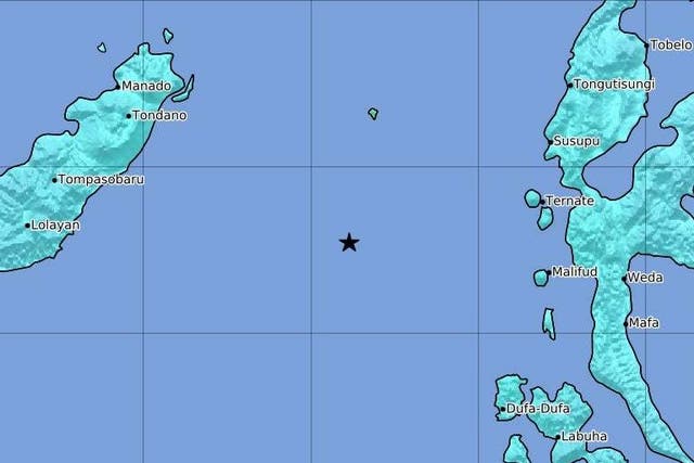 A photo issued by the US Geological Survey shows the earthquake centred in the Molucca sea