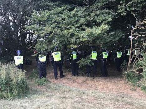 Police officers monitored the party overnight before disrupting the event on Sunday afternoon