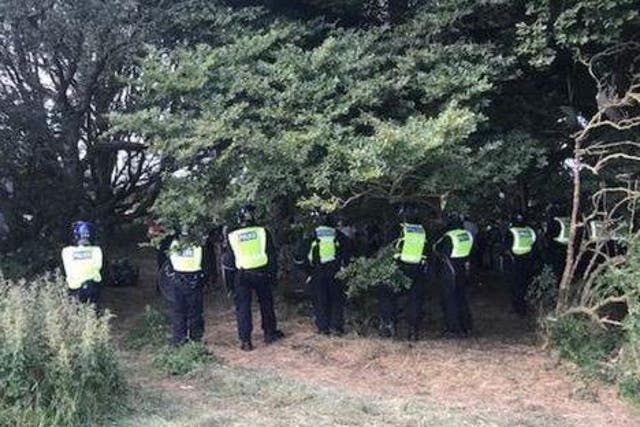 Police officers monitored the party overnight before disrupting the event on Sunday afternoon