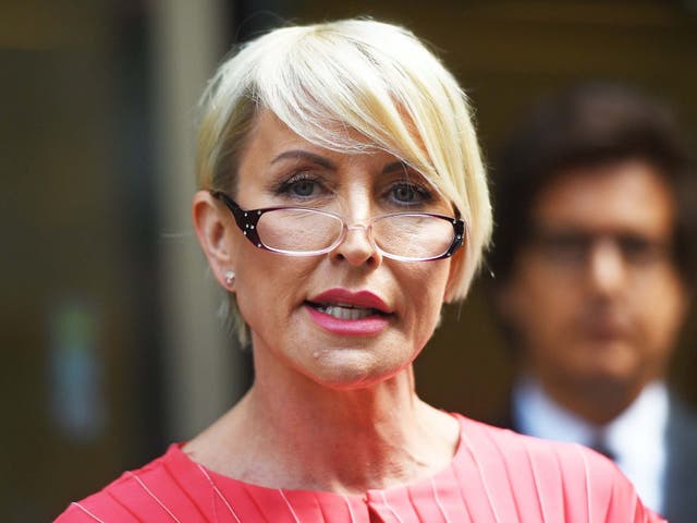 Heather Mills speaks outside the Rolls Building in London after receiving a public apology at the High Court on 8 July