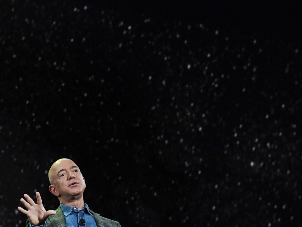 Amazon Founder Jeff Bezos talks about his 'Blue Origin Space Program' in Las Vegas, Nevada on 6 June, 2019