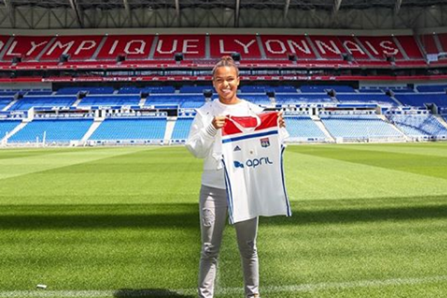 Nikita Parris is pictured after joining Lyon from Manchester City