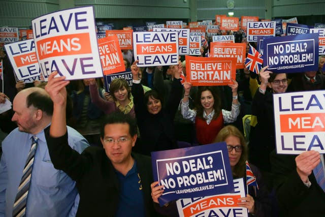 Protesters at a pro-Brexit Leave Means Leave campaign at the end of 2018