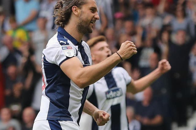 Jay Rodriguez of West Bromwich Albion celebrates