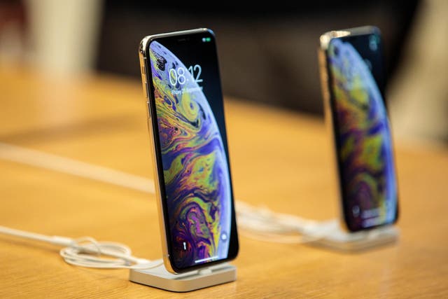 The iPhone XS Max and the iPhone XS on display at the Apple Regent Street store during their launch on September 21, 2018 in London, England