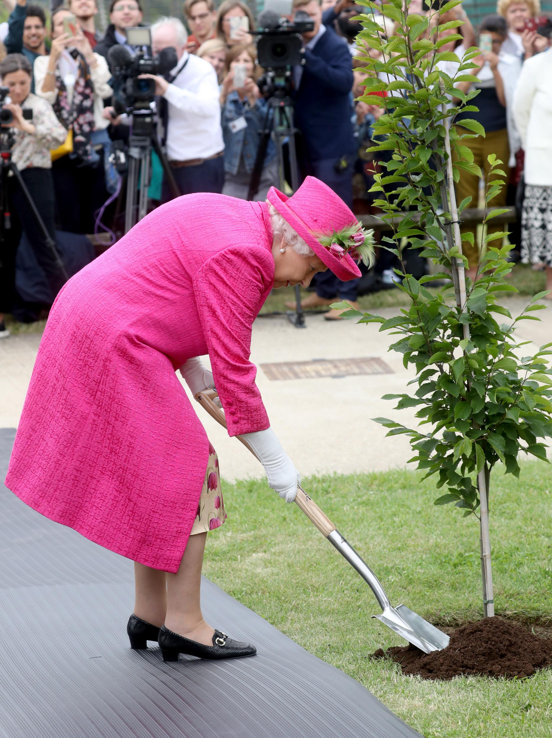 Queen Elizabeth II during a visit to the NIAB, (National Institute of Agricultural Botany) on July 09, 2019 in Cambridge, England.