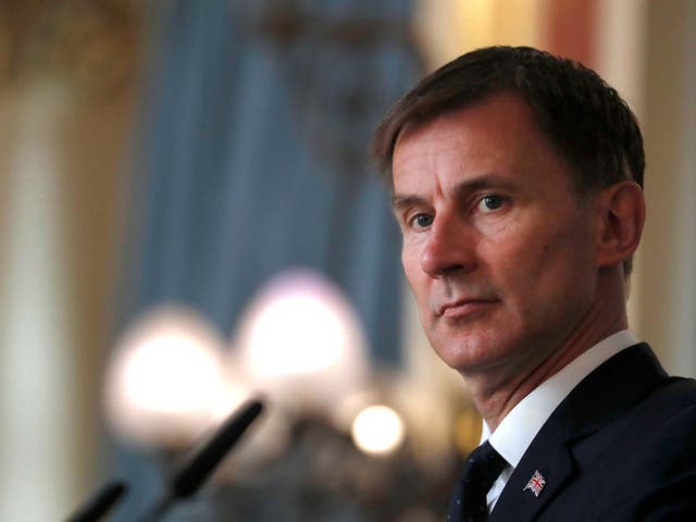 Foreign secretary Jeremy Hunt pictured during a press conference in London 8 July 2019.