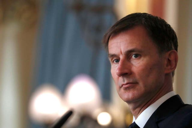 Foreign secretary Jeremy Hunt pictured during a press conference in London 8 July 2019.
