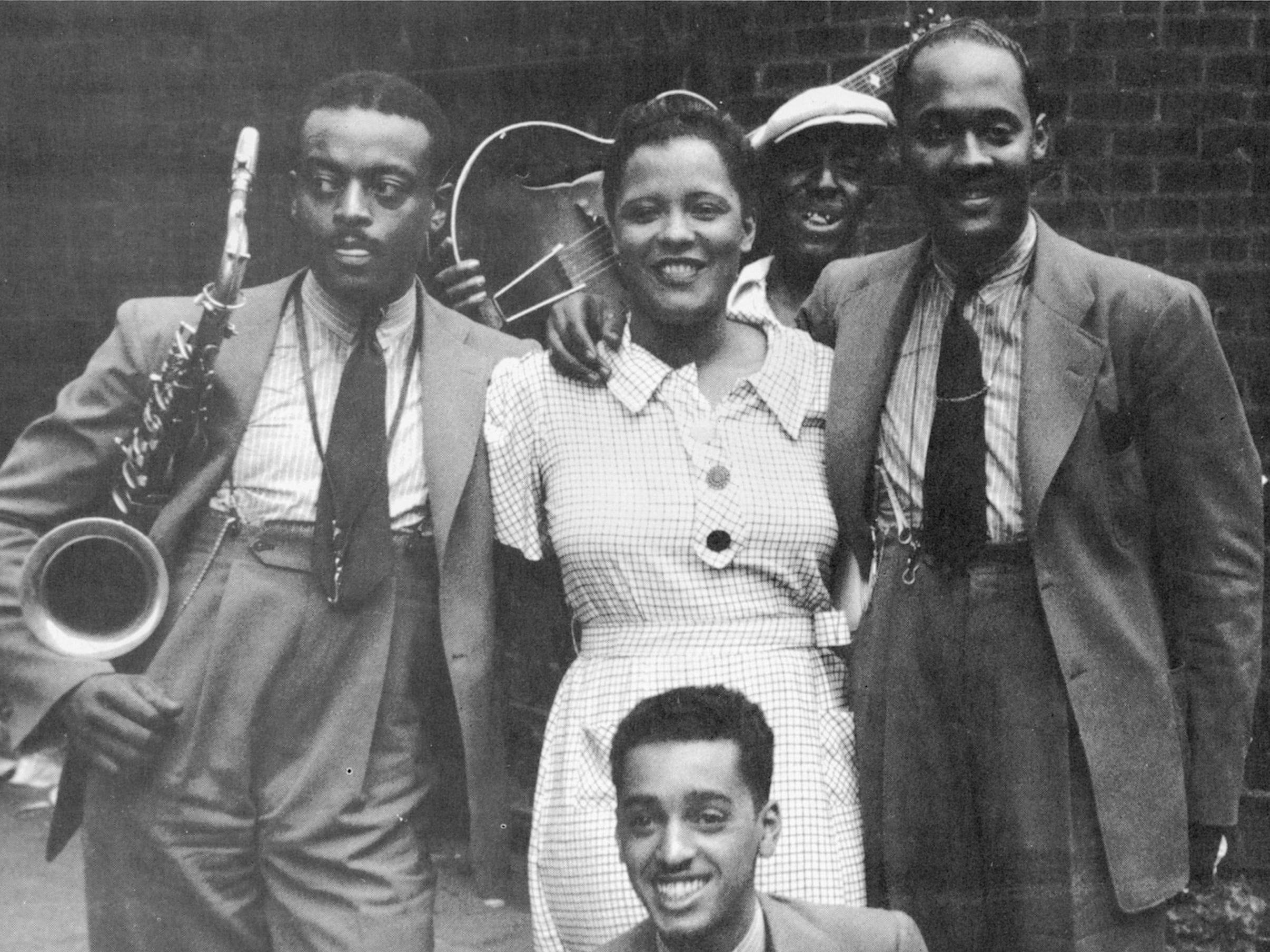 Holiday in a Harlem Alley in 1935 with Ben Webster (left) and others