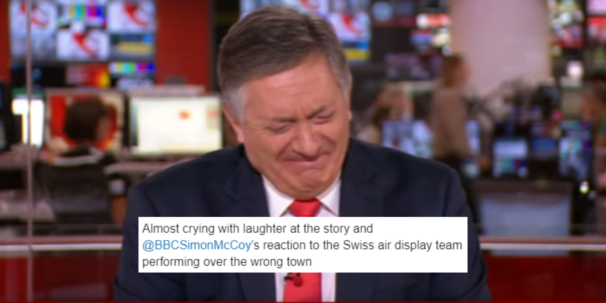 Simon McCoy: Story about flyover at Swiss yodelling festival has BBC newsreader breaking down in ...