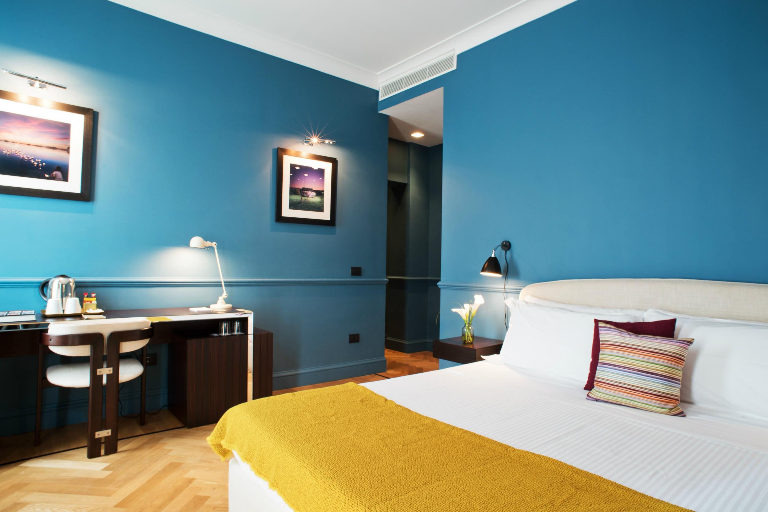 The deluxe blue room at The Fifteen Keys Hotel