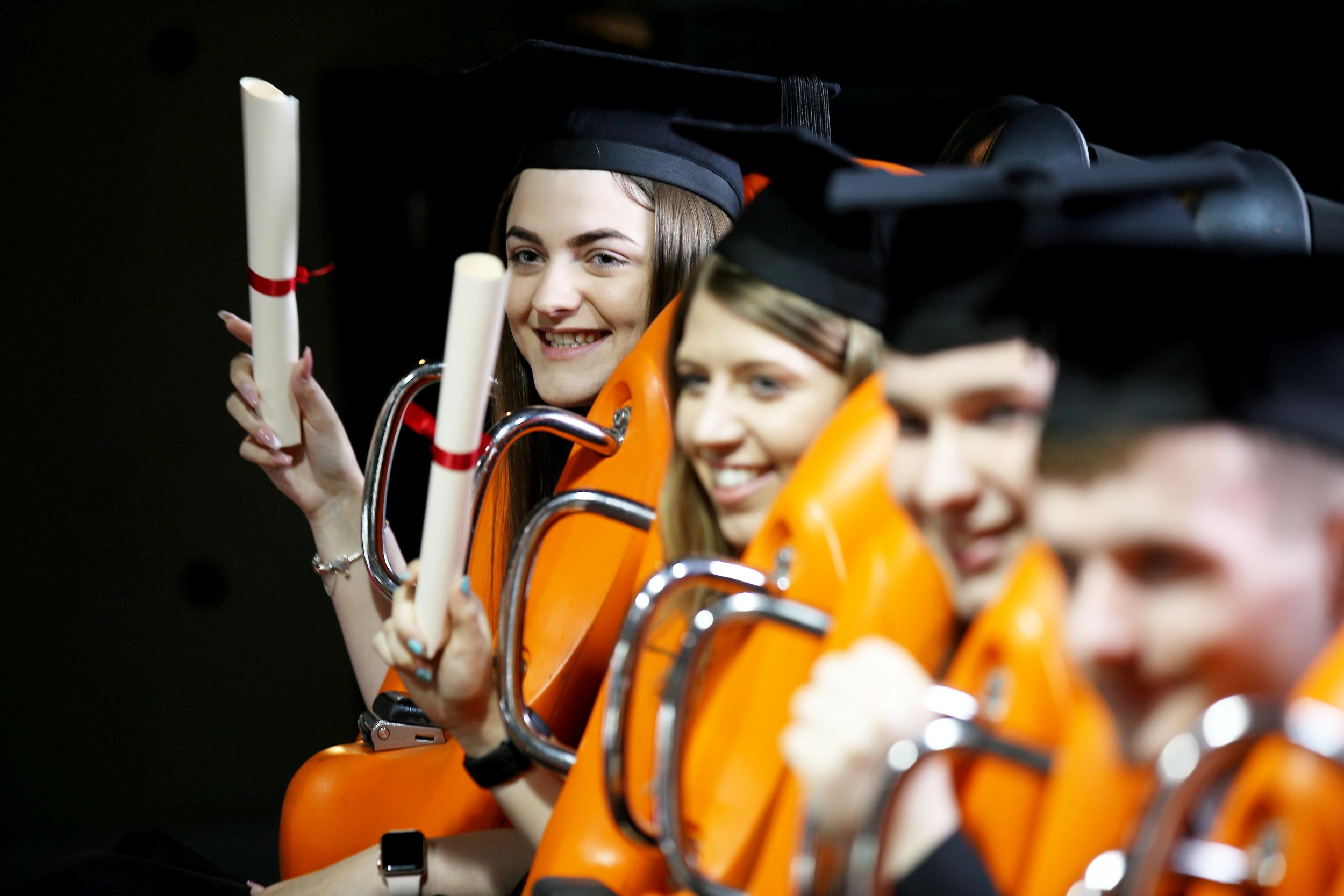 Graduation took place on the Oblivion ride at Alton Towers