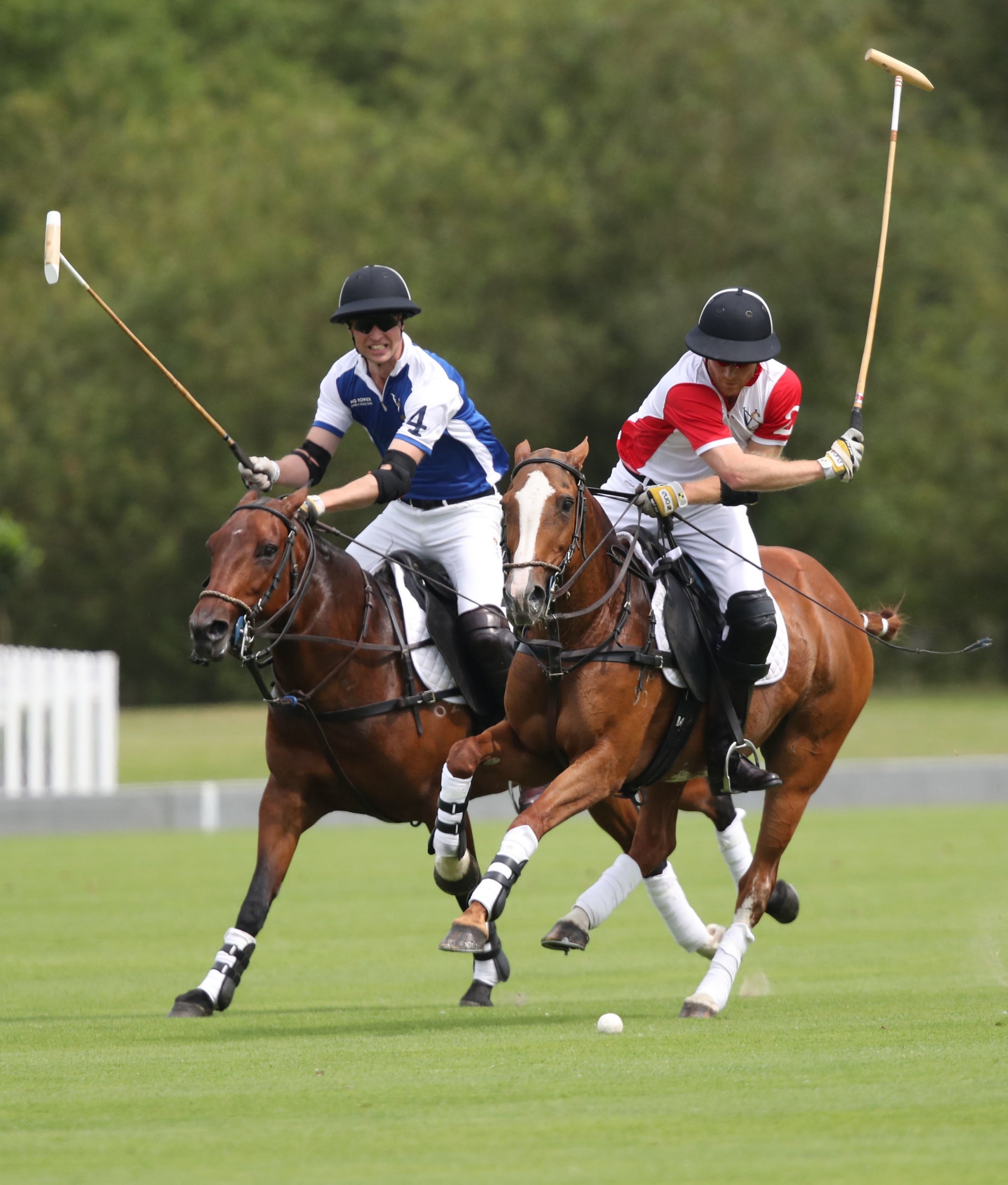 Dukes of Cambridge and Sussex participate in charity polo match together in Berkshire