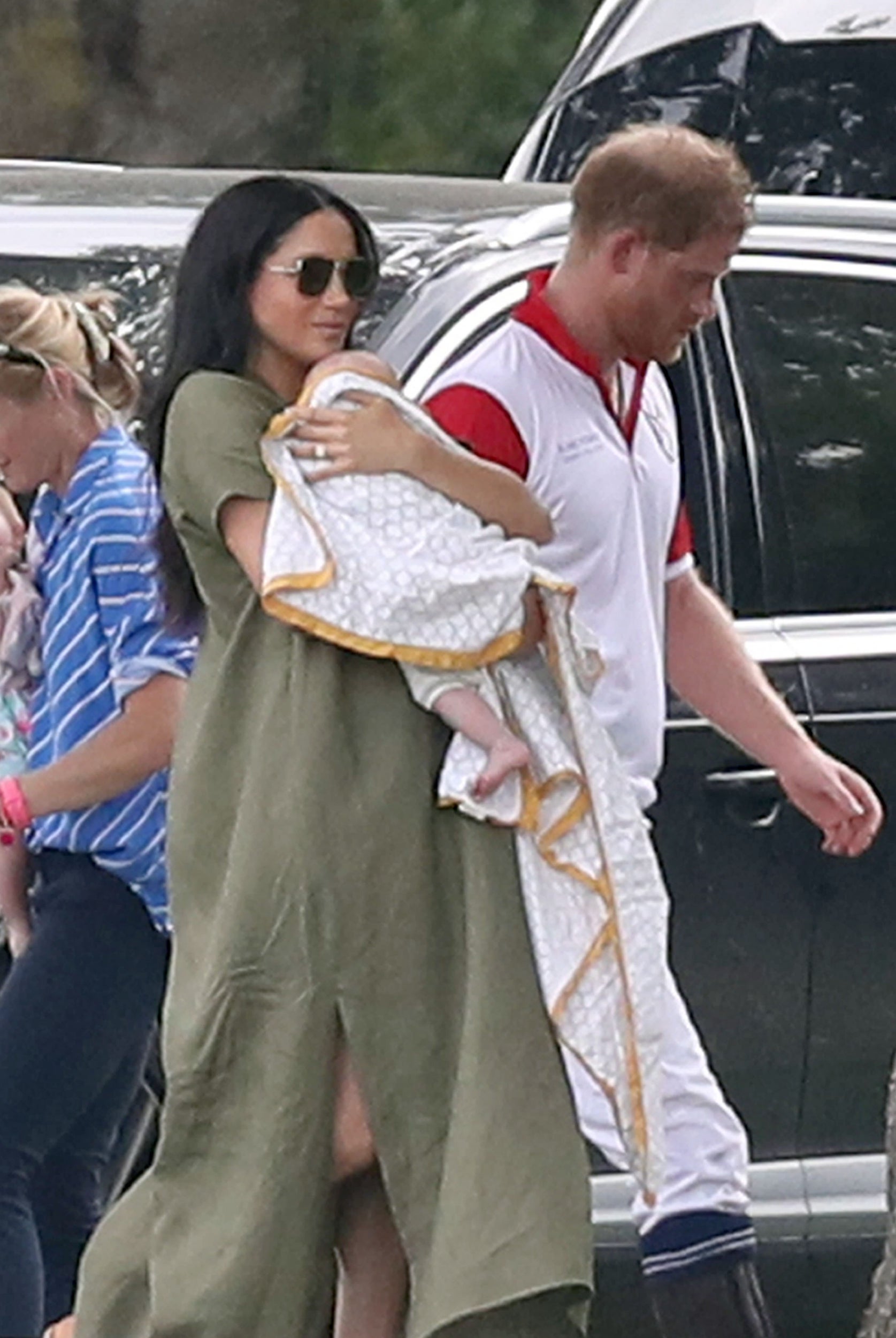 The Duke and Duchess of Sussex with their son Archie at the polo match