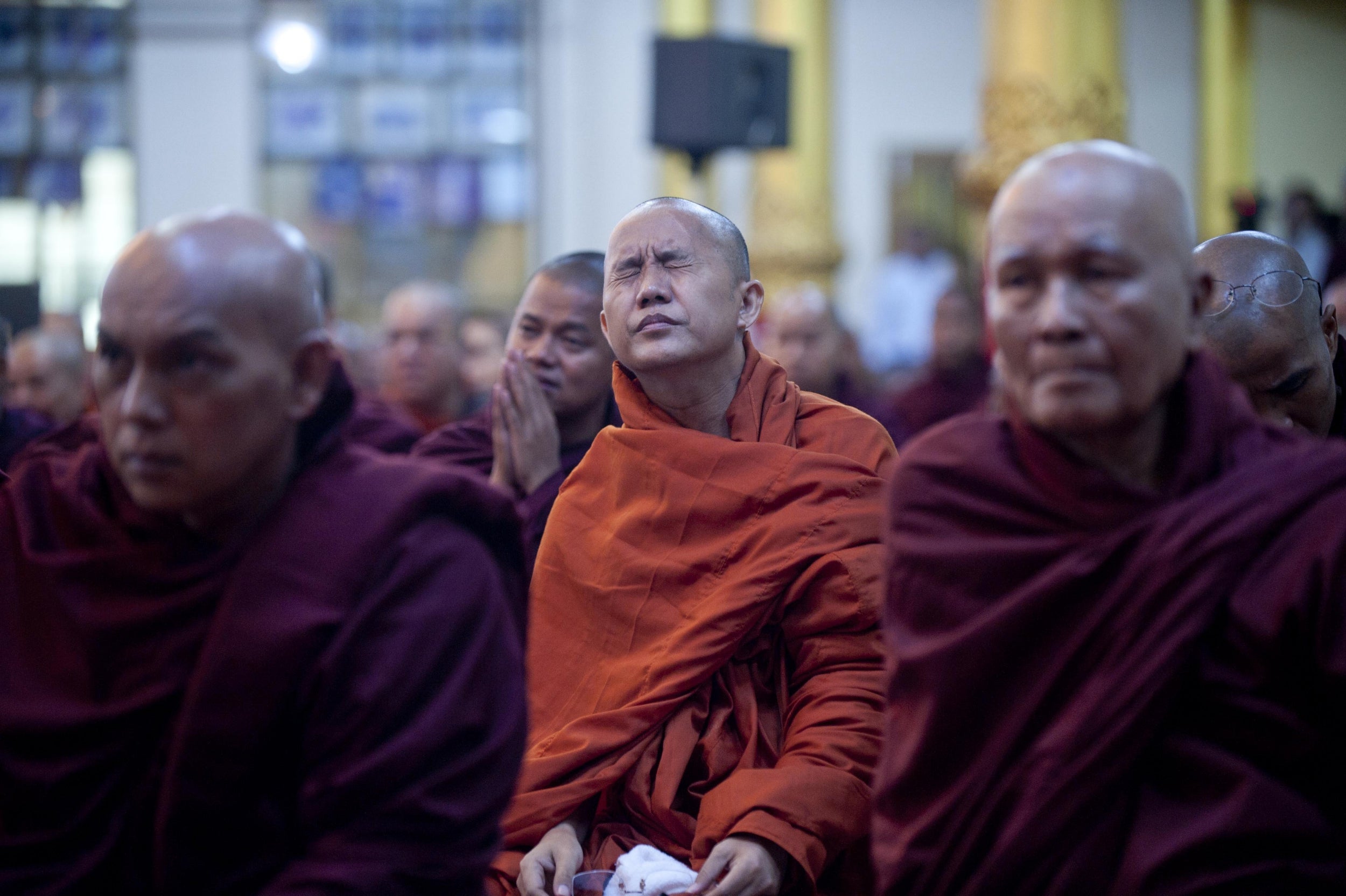 Ashin Wirathu, a controversial monk once jailed for his hate speech, at a meeting in 2013