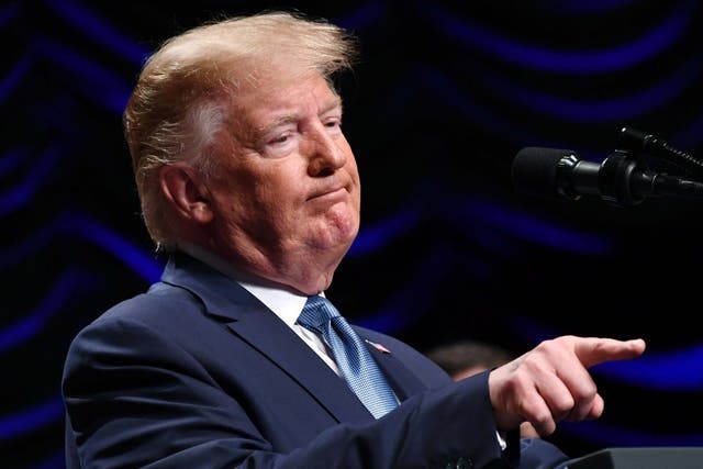 Donald Trump makes remarks at an event to overhaul the nation's organ transplants and kidney dialysis systems at the Ronald Reagan Building in Washington, DC, on 10 July 2019