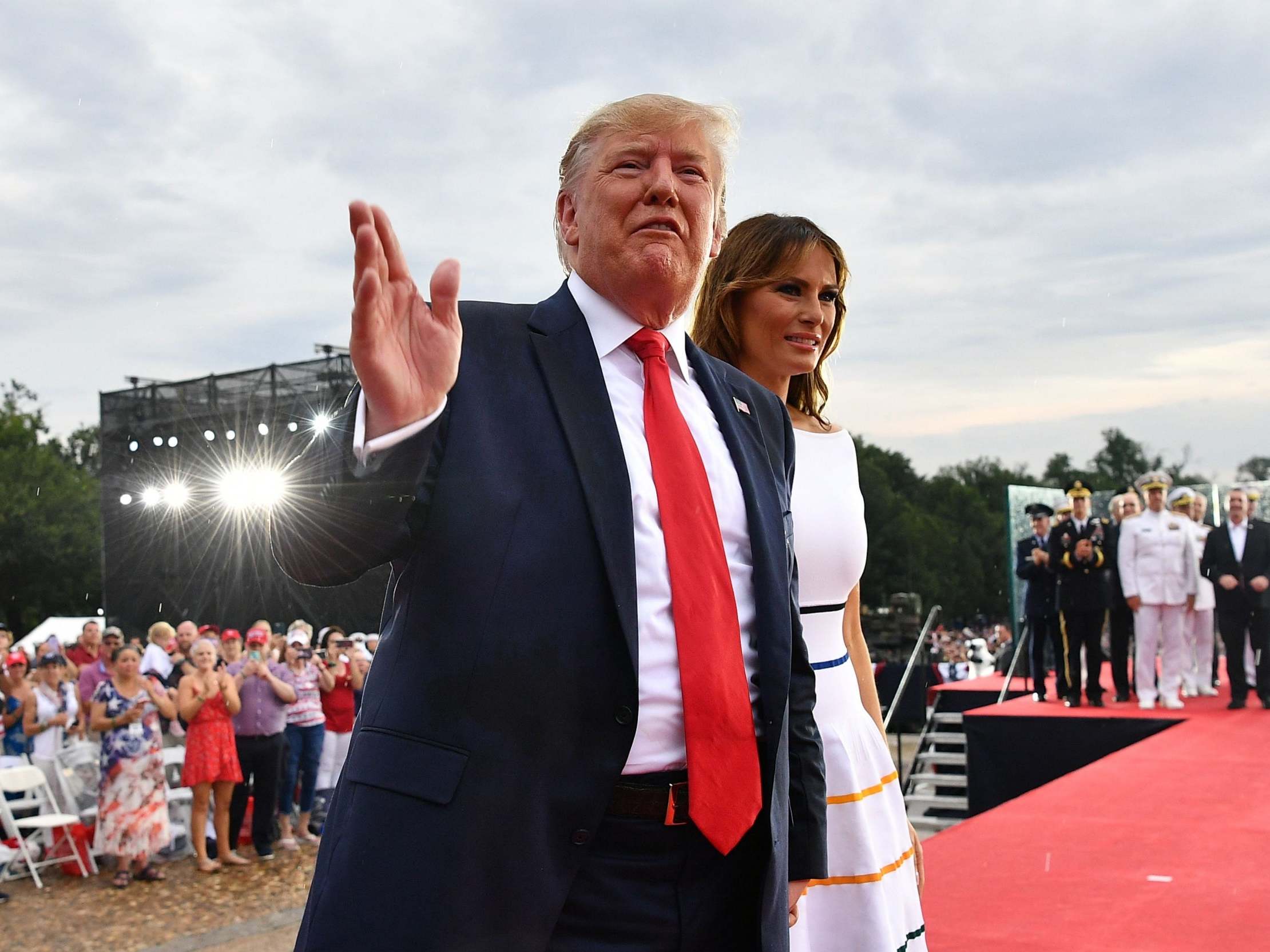 Donald Trump and first lady Melania at the Lincoln Memorial on 4th July