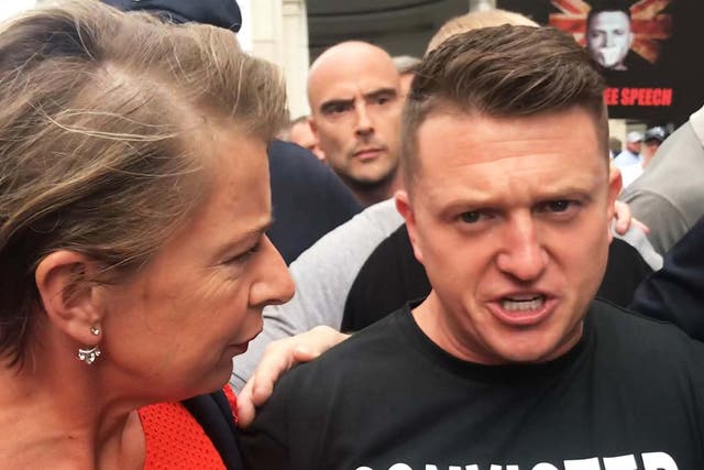 Robinson arrives to his hearing with far-right agitator Katie Hopkins