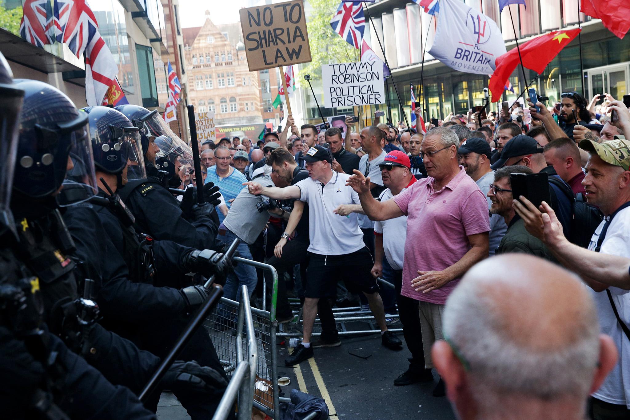 Robinson supporters outside Old Bailey on Thursday