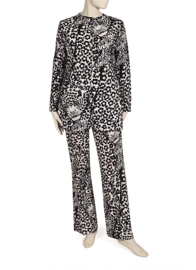 A leopard print trouser-suit designed by Mirsa and worn by Elizabeth Taylor in the film <i>X, Y and Zee</i> (Columbia Pictures, 1972). Pre-sale estimate: $3,000
