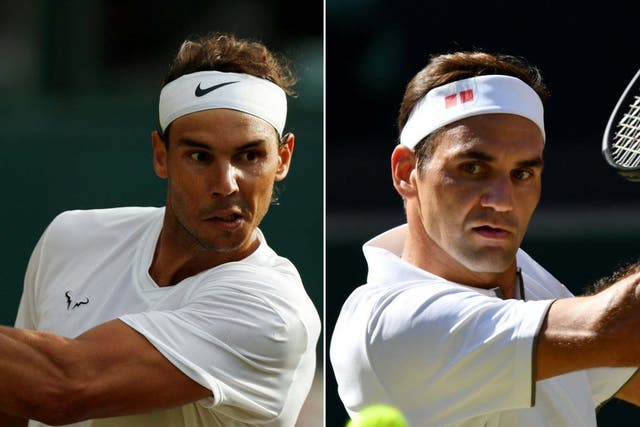 Spain's Rafael Nadal  and Switzerland's Roger Federer